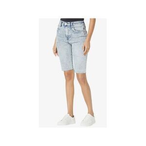 FRAYED JEANS Womens Light Blue Zippered Baggy Raw Hem High Waist Shorts 28
